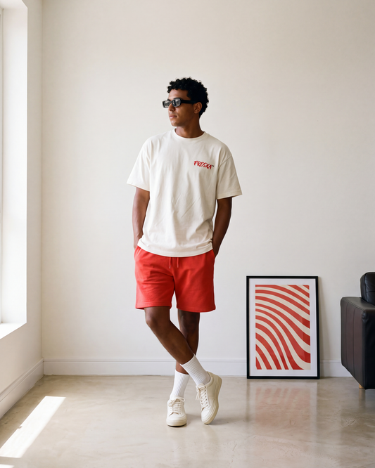 Freska oversized tee by Meilo — front view, boxy unisex fit, Egyptian streetwear