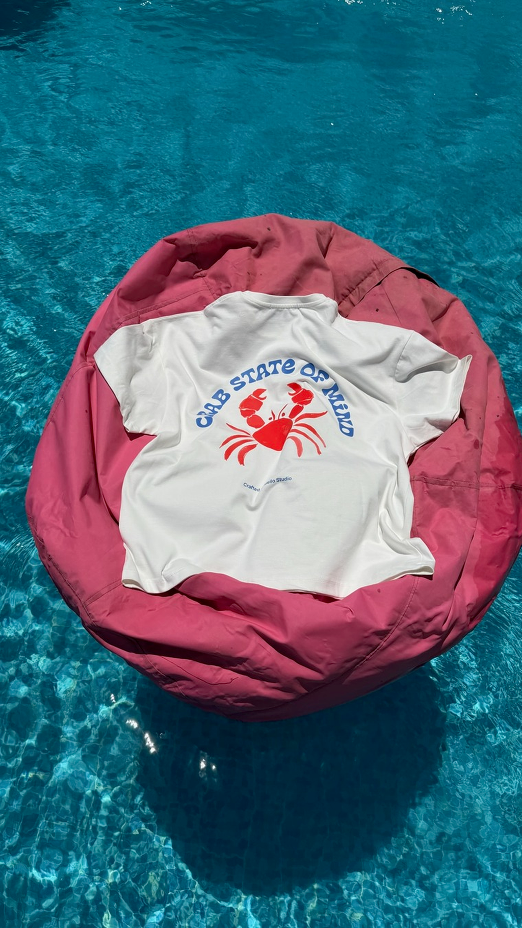 Crab State of Mind oversized tee by Meilo — red crab back print, Egyptian streetwear