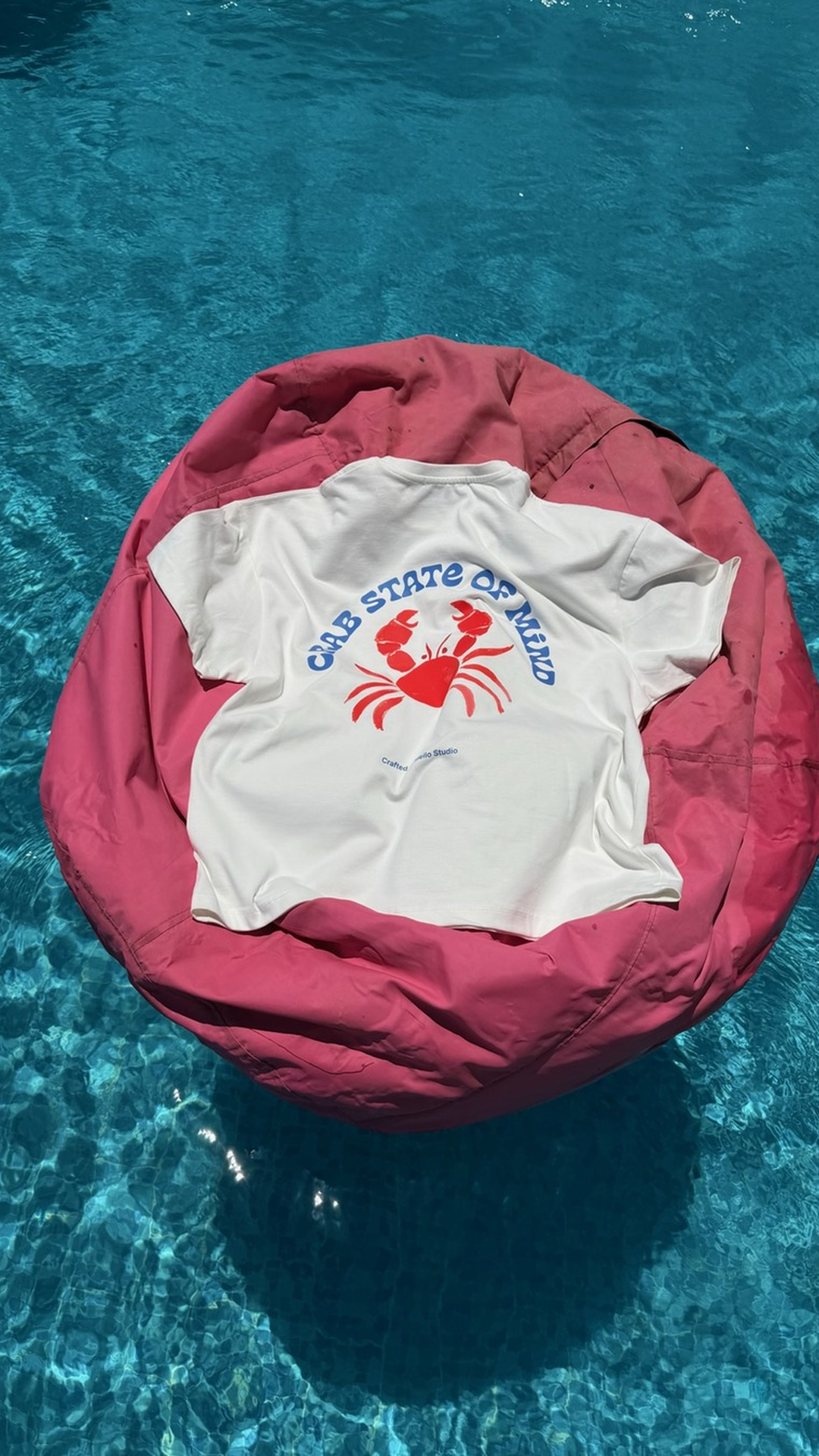 Crab State of Mind oversized tee by Meilo — red crab back print, Egyptian streetwear