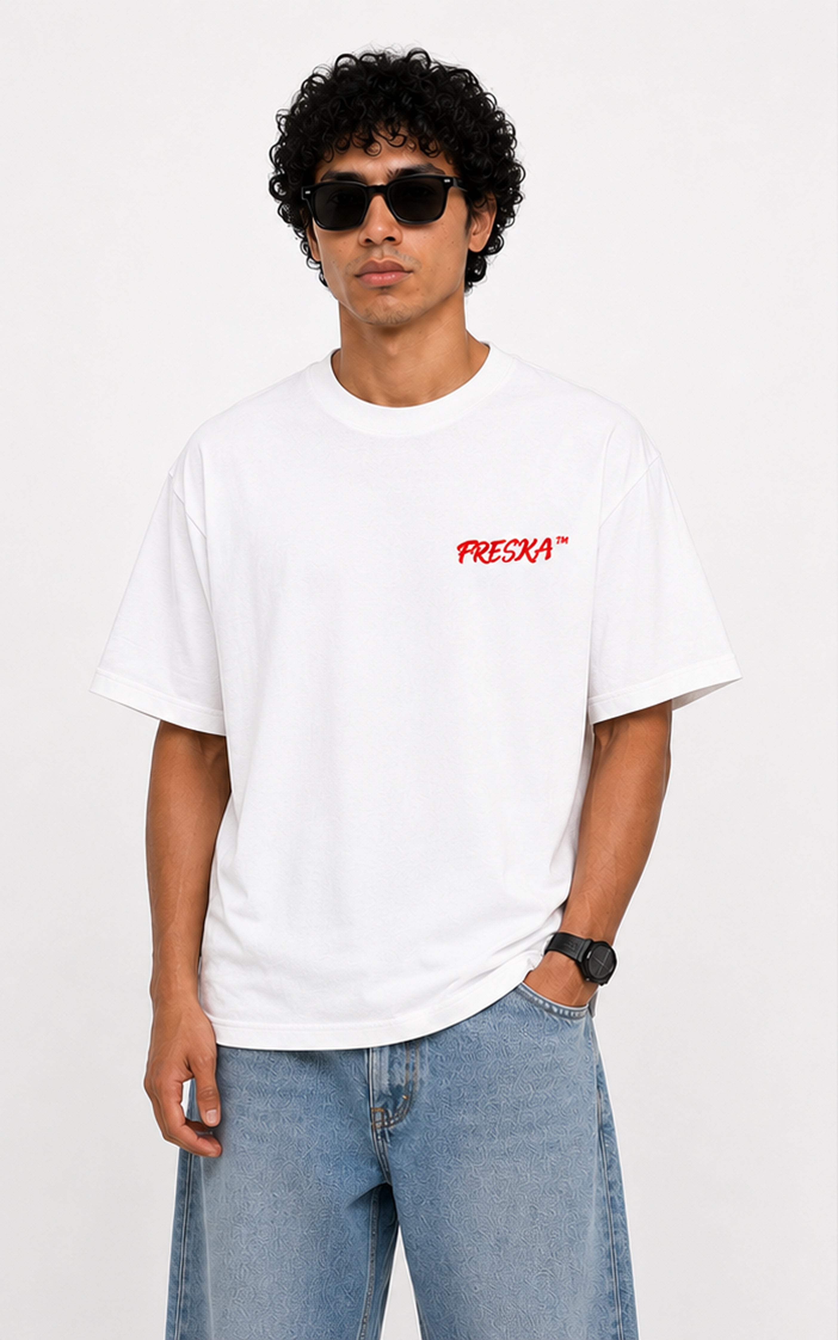 Freska oversized tee by Meilo — waffle print, Egyptian streetwear
