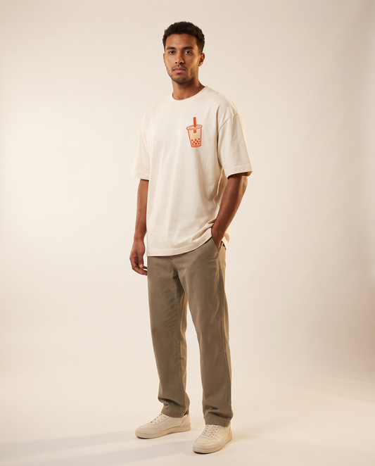 Tapioca Social Club oversized tee by Meilo — Egyptian streetwear, 100% Egyptian cotton