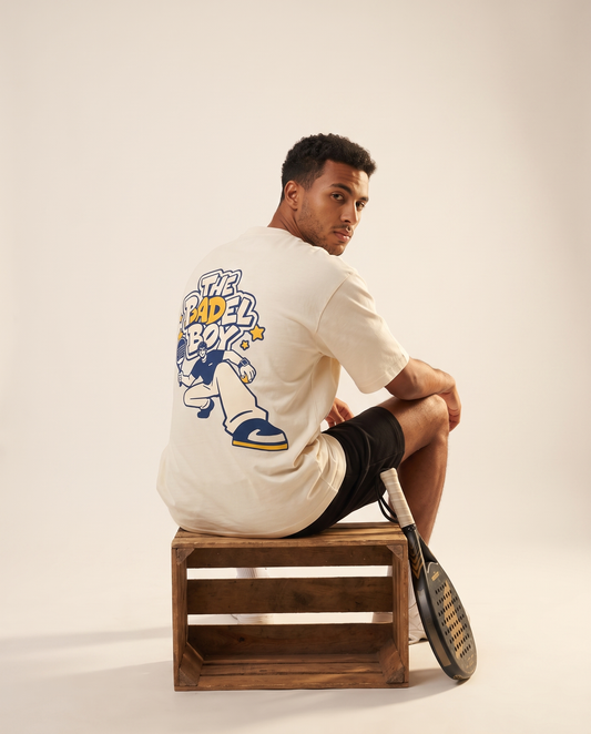 The Padel Boy oversized graphic tee by Meilo — Egyptian streetwear, 100% Egyptian cotton