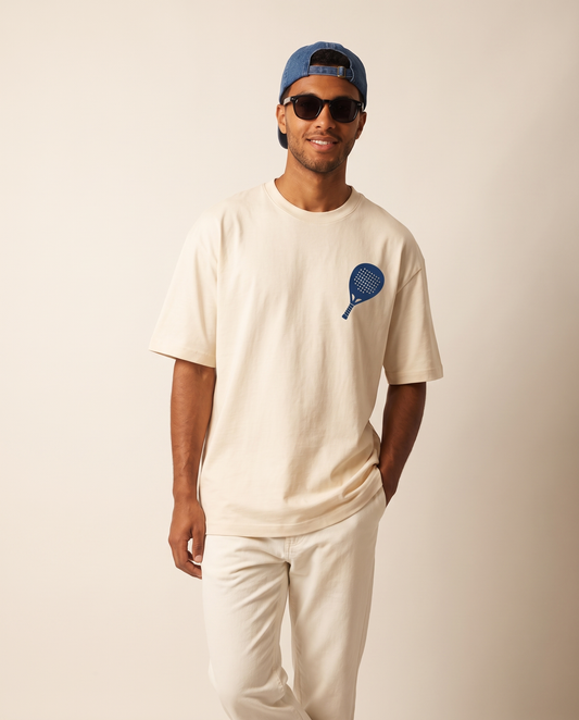 The Padel Boy oversized graphic tee by Meilo — Egyptian streetwear, 100% Egyptian cotton